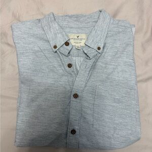 American Eagle Outfitters Men's Light Gray Button Down Shirt